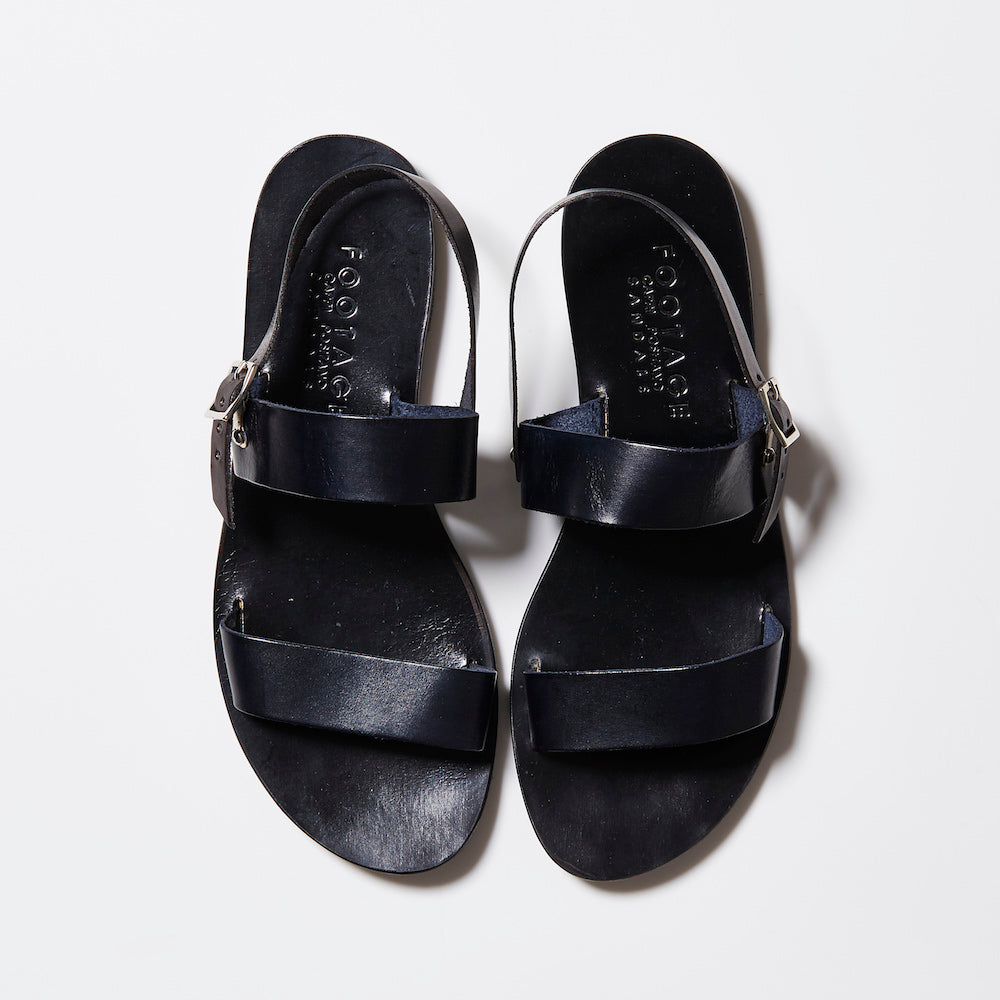 Capri Positano Sandals - Double Band Sling in Black