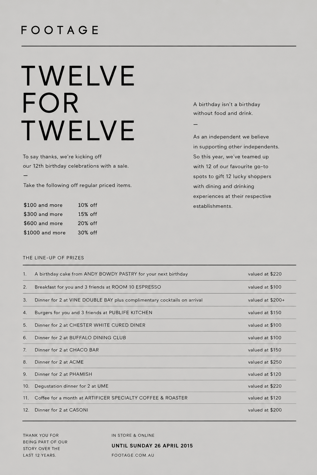 Twelve for Twelve