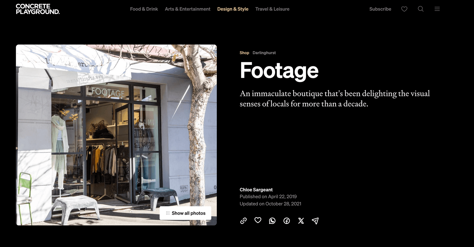 Footage Featured in Concrete Playground 2021