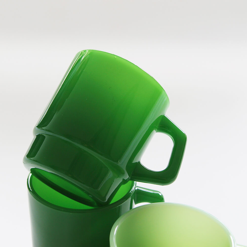 Deep Green Milk Glass Coffee Mug
