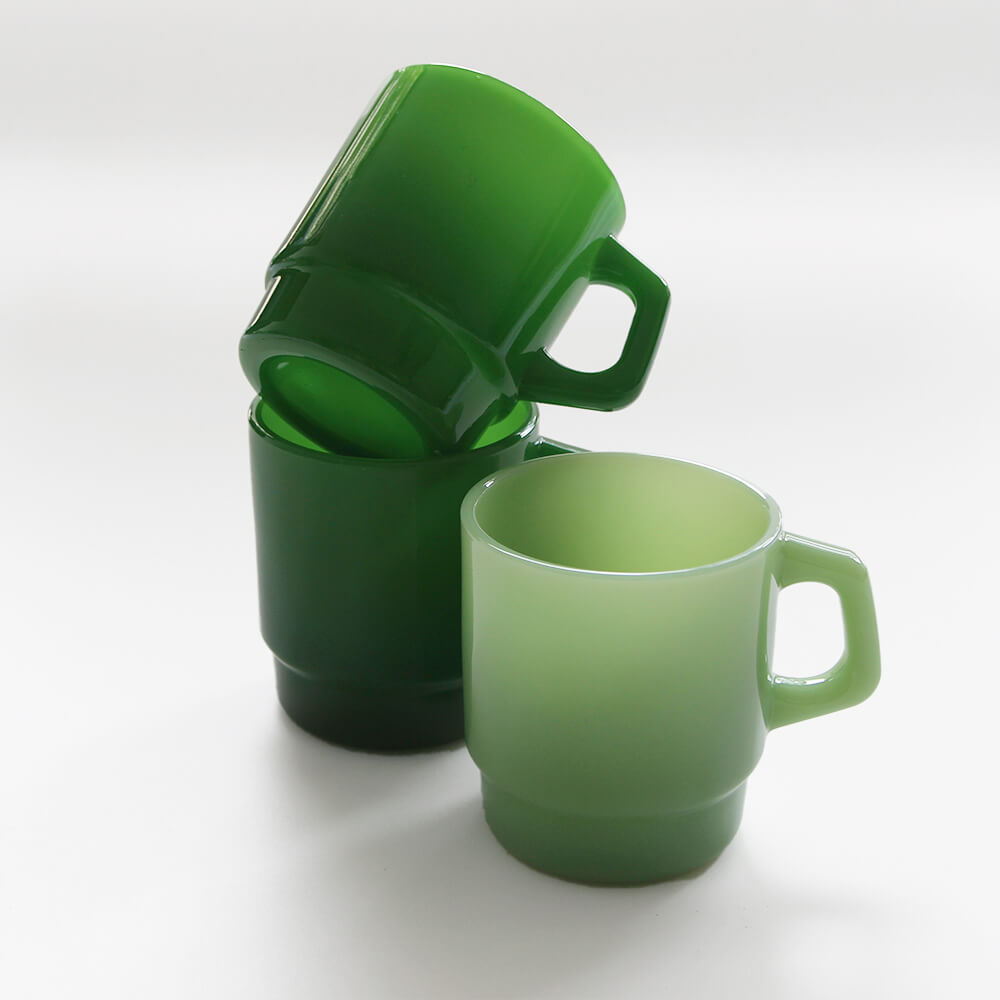 Deep Green Milk Glass Coffee Mug