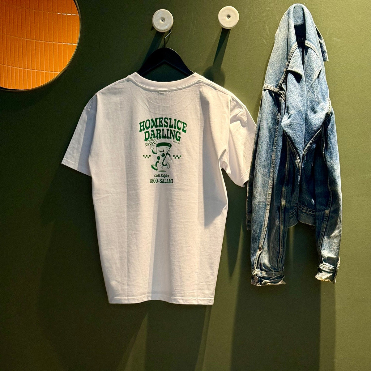 Eastern Hill General Supplies Pizza Tee in white and green