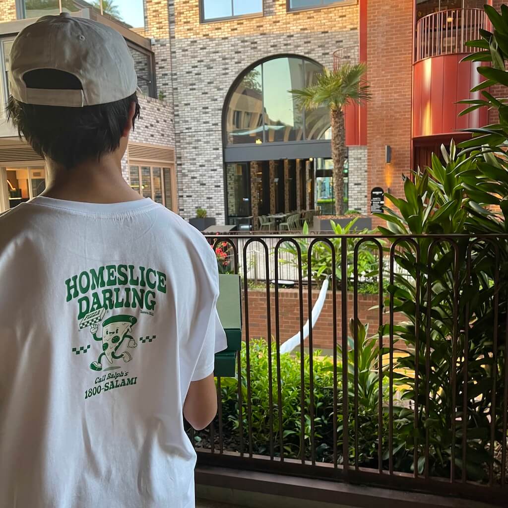 EH Goods Pizza Tee in White/Green
