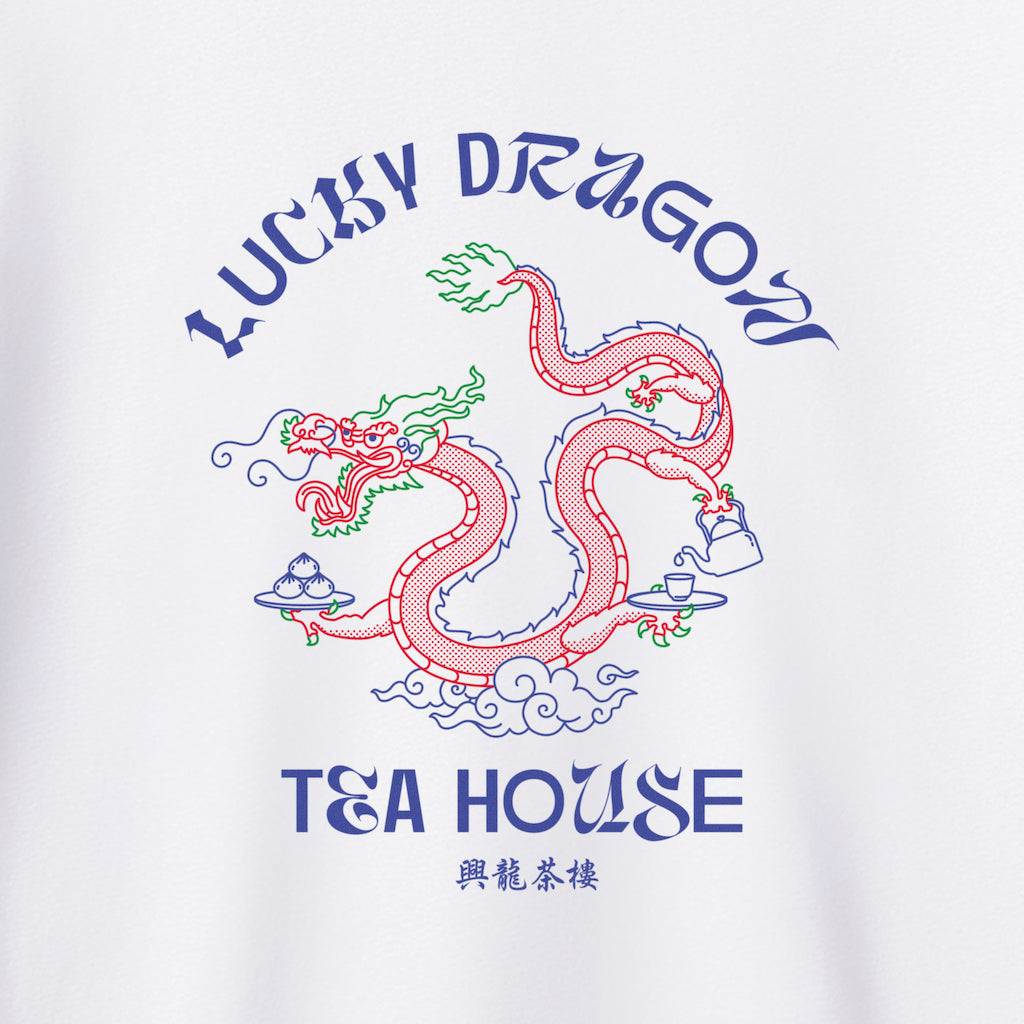 Eastern Hill General Supplies Lucky Dragon Tea House Tee in White/Multi