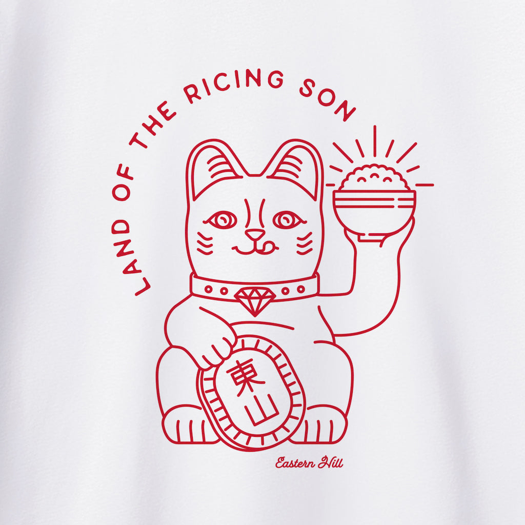 Eastern Hill General Supplies Lucky Cat Tee in White and Red