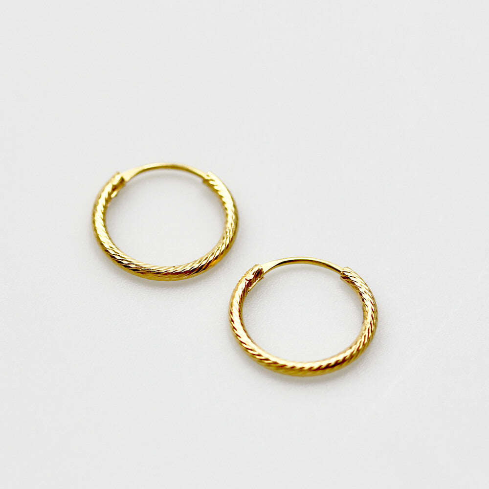 22K Gold Rope Hoop Earrings