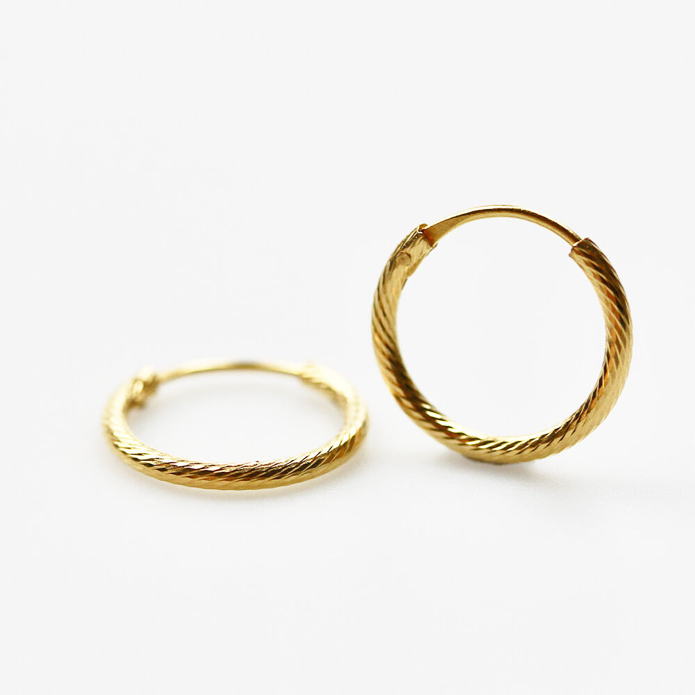 22K Gold Rope Hoop Earrings