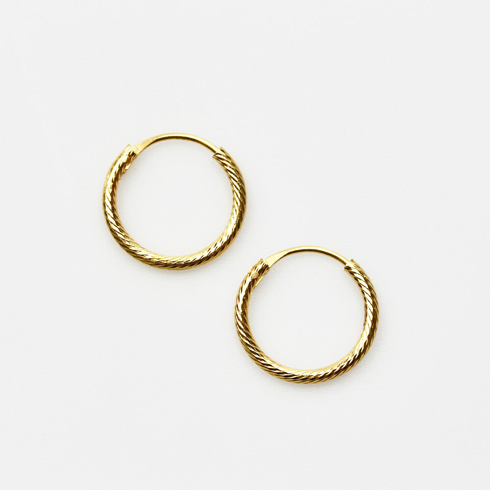 22K Gold Rope Hoop Earrings