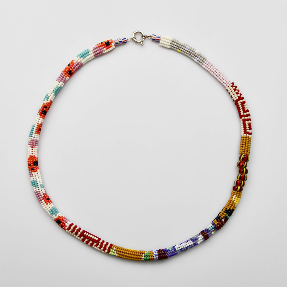 Japanese Glass & Vintage Bead Necklace - 004