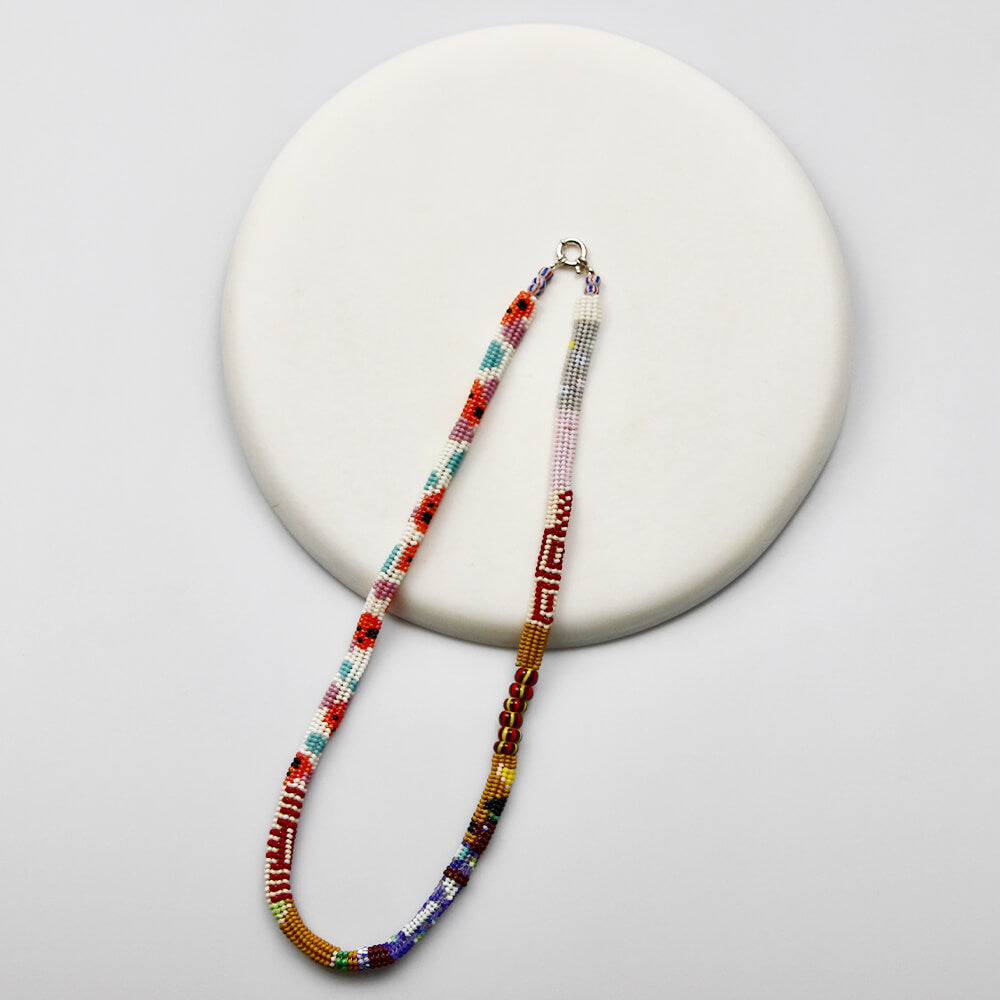 Japanese Glass & Vintage Bead Necklace - 004