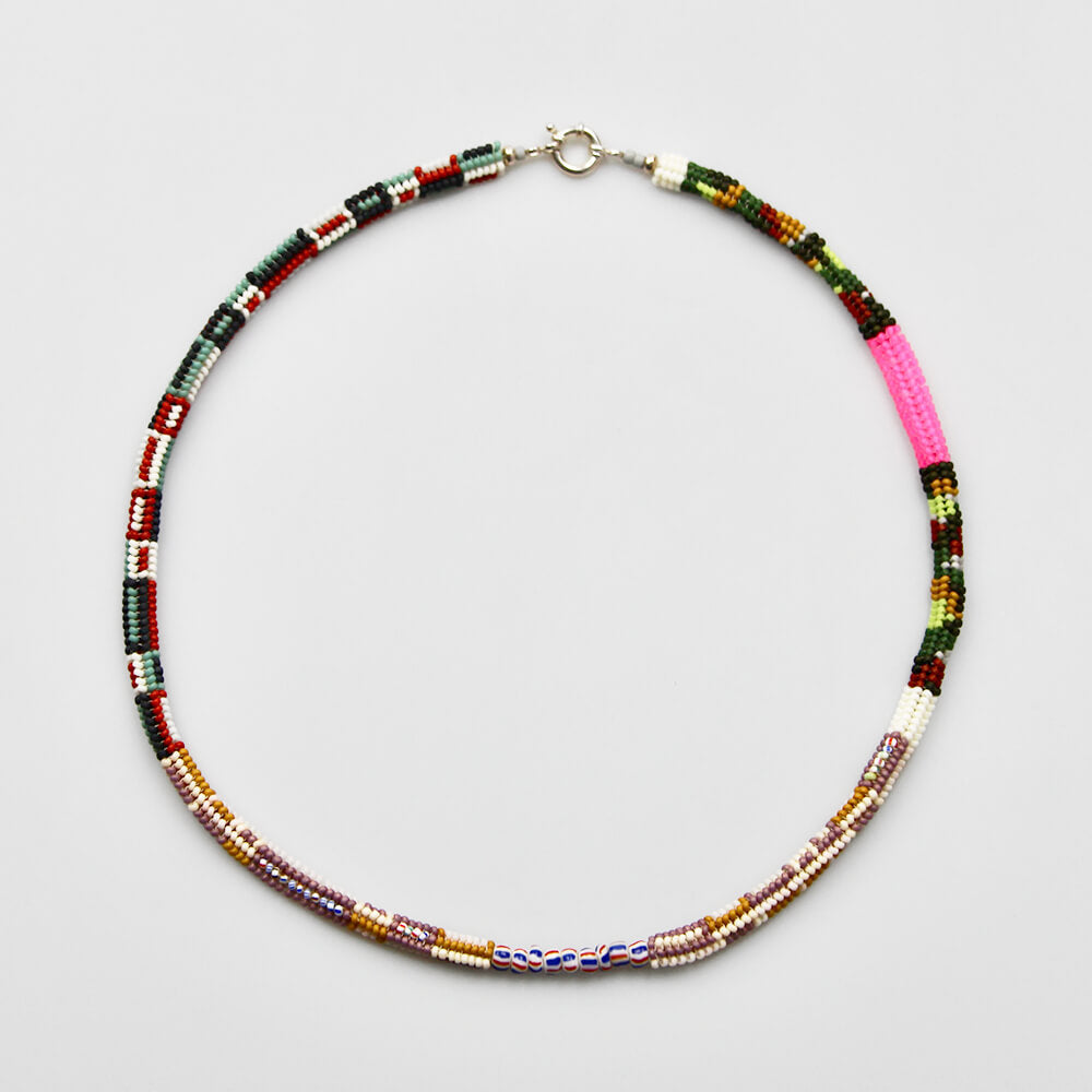 Japanese Glass and Vintage Bead Necklace - 006