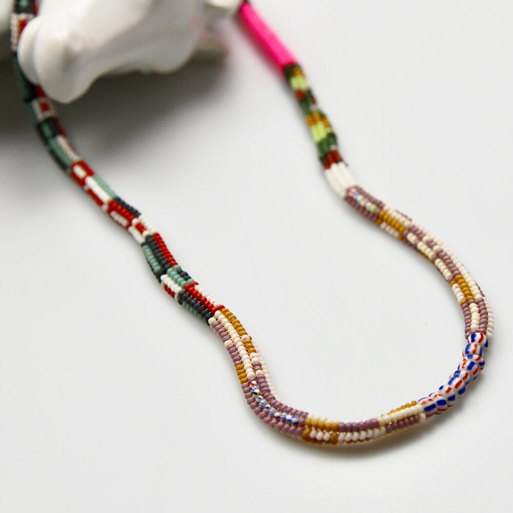Japanese Glass and Vintage Bead Necklace - 006