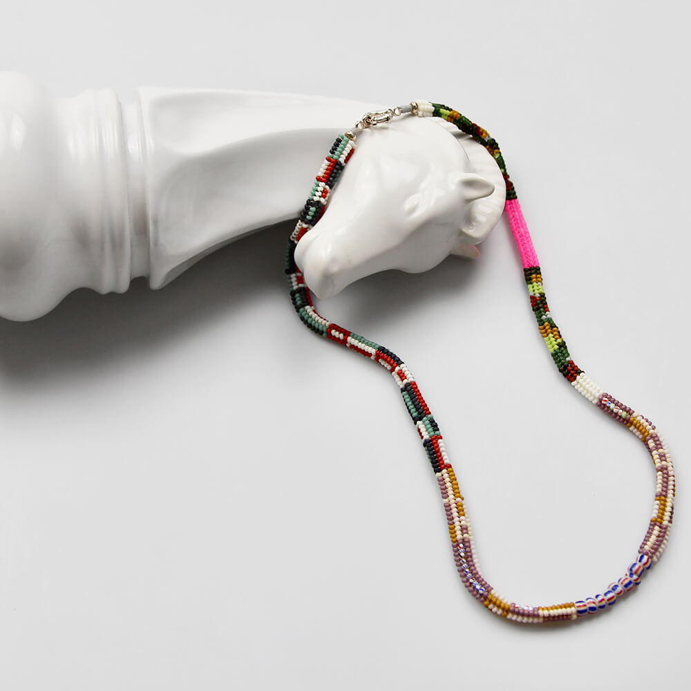 Japanese Glass and Vintage Bead Necklace - 006