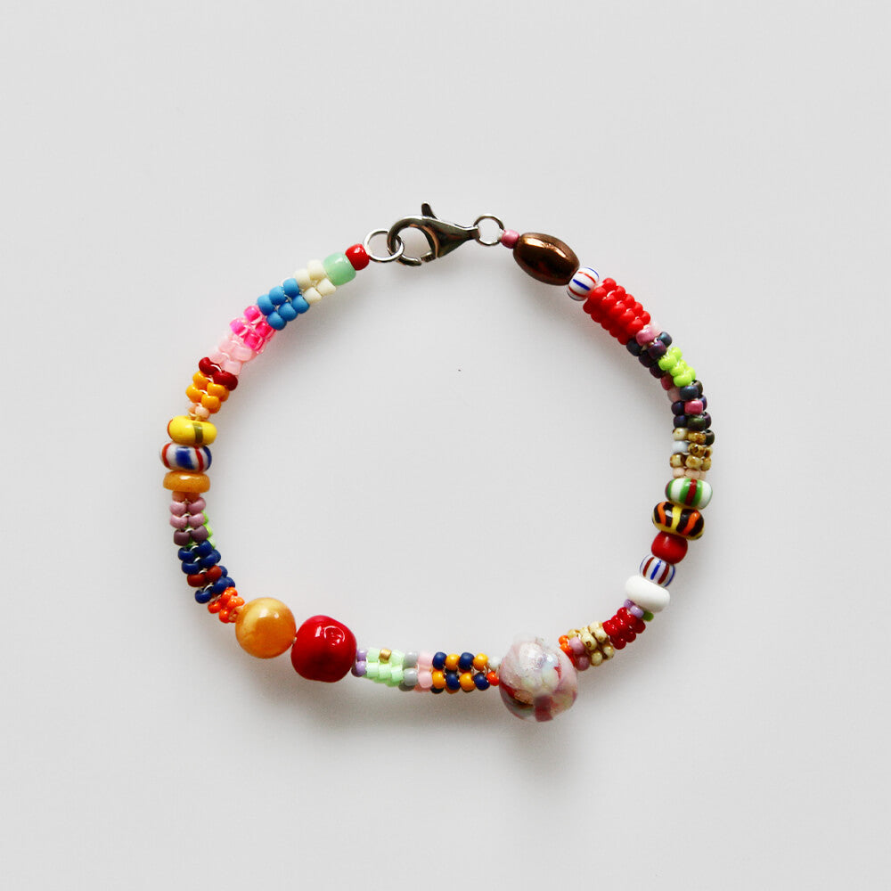 Japanese Glass and Vintage Bead Bracelet - 005