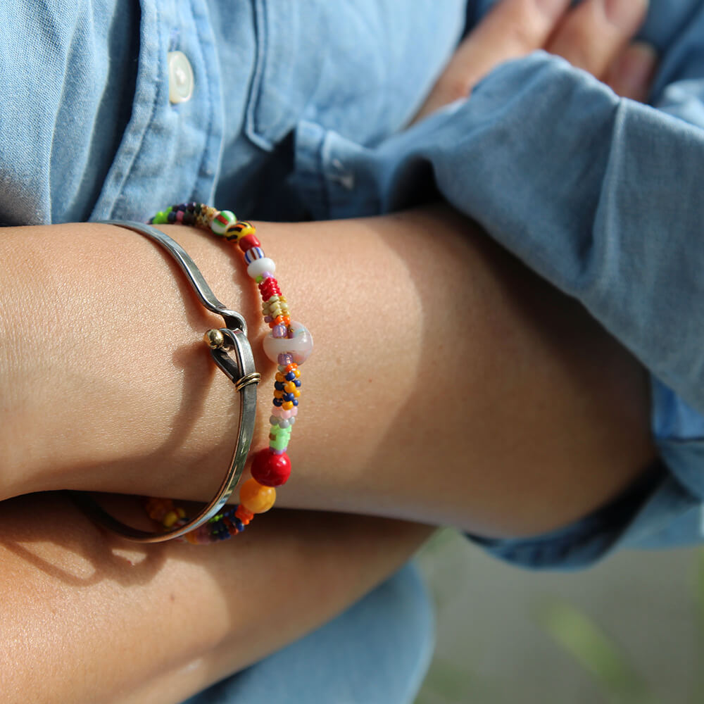 Japanese Glass and Vintage Bead Bracelet - 005