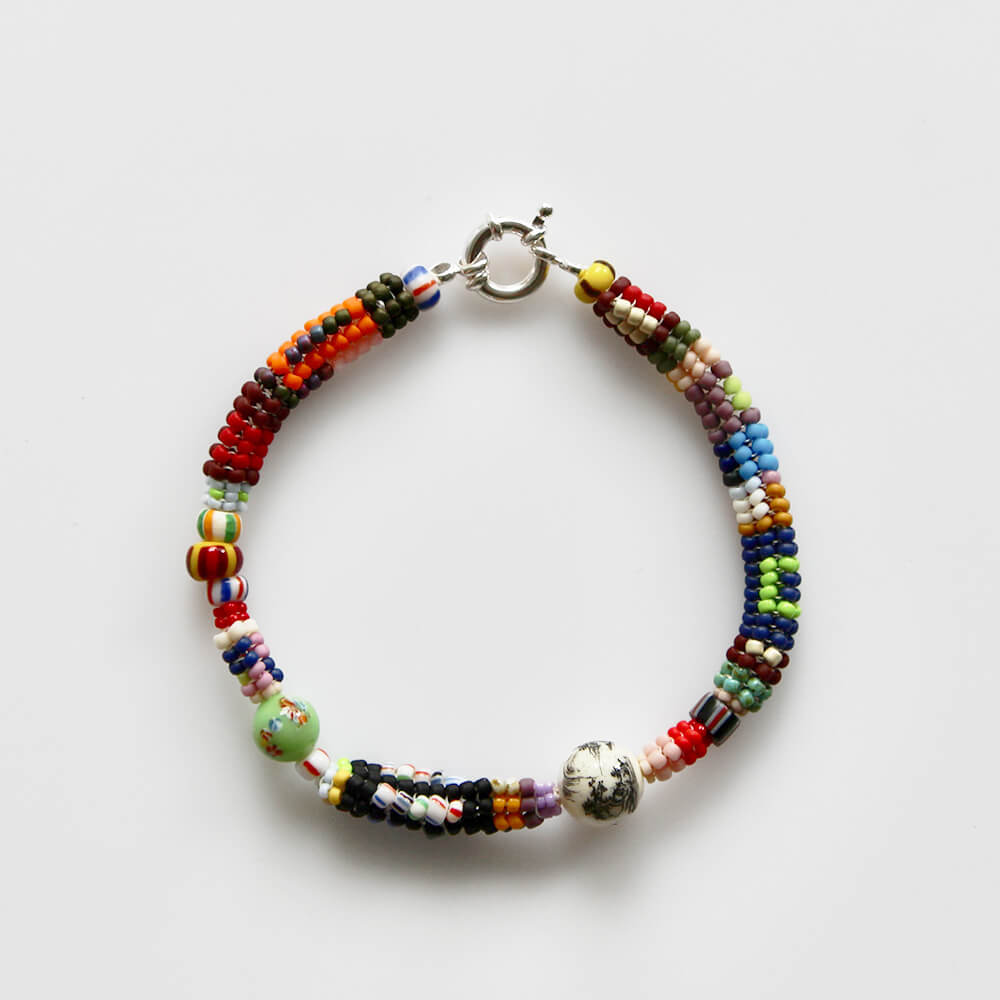Japanese Glass and Vintage Bead Bracelet - 007