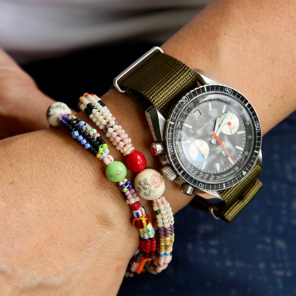 GoGoDom Japanese Glass and Vintage Bead Bracelet