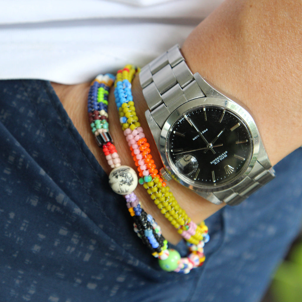 GoGoDom Japanese Glass and Vintage Beaded Bracelets