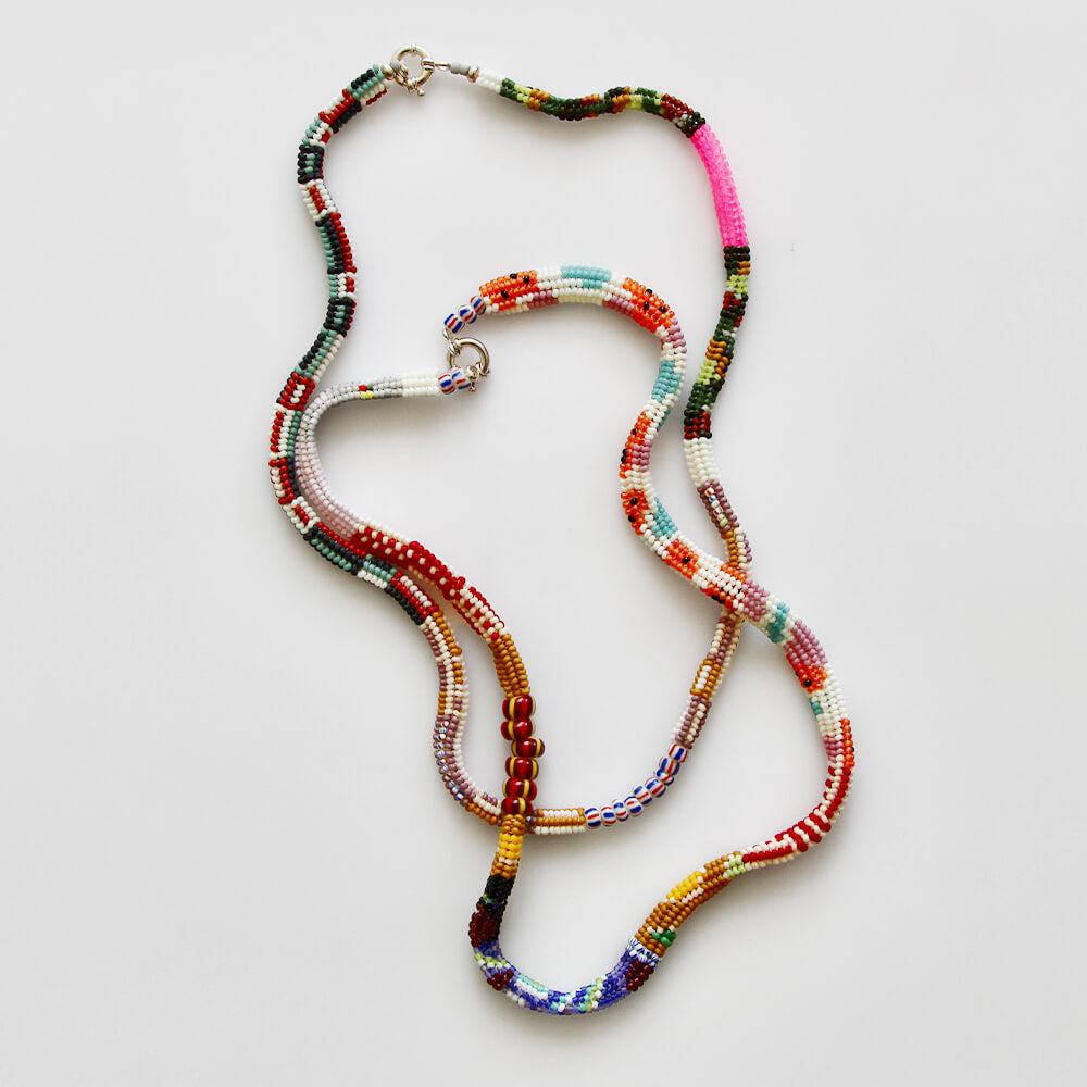 Gogo Dom Japanese Glass Bead and Antique Beaded Necklace