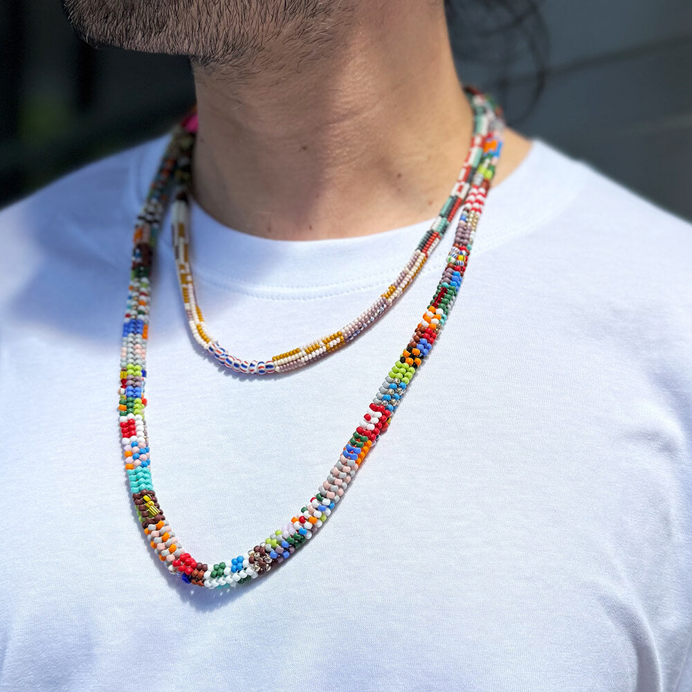 Handmade Japenese Glasse Seeded Bead  Necklaces with Antique Beads