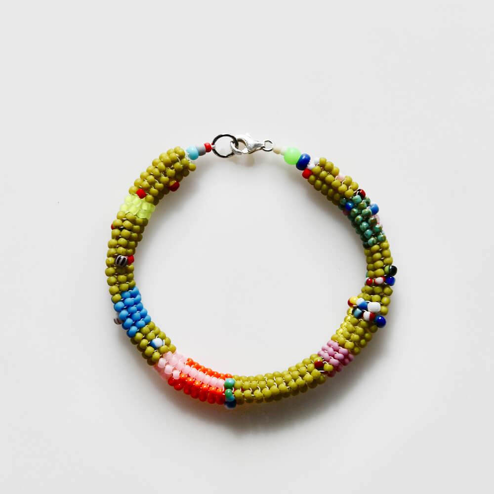 GogoDom Japanese Glass and Antique Beaded Bracelet