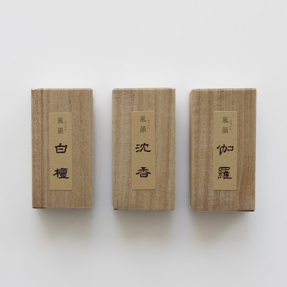 Minorien Fu-in Series Incense Discovery Set - Byakudan, Jinko and Kyara in Paulownia Wood Box