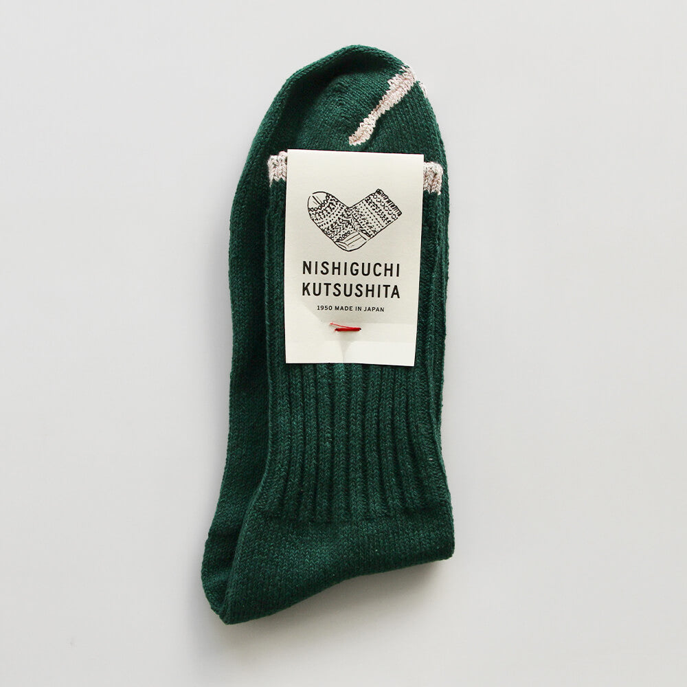 Nishiguchi Kutsushita Silk Cotton Socks in Amazon Green