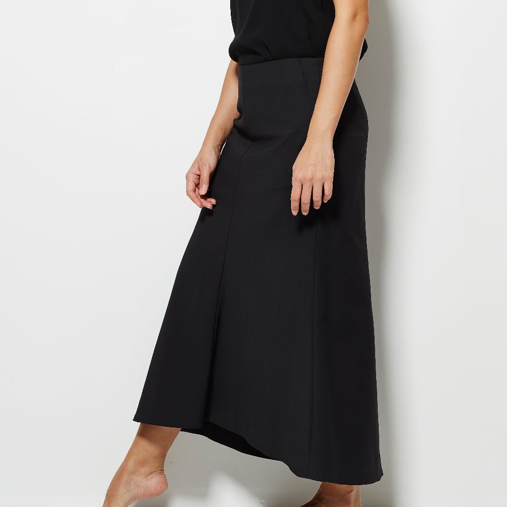 Tibi Agathe Midi Fluted Skirt - Black
