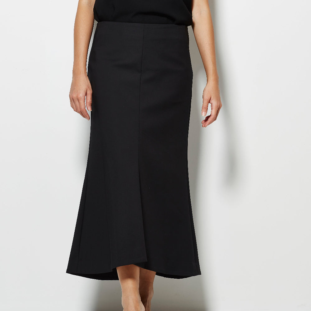 Tibi Agathe Midi Fluted Skirt - Black