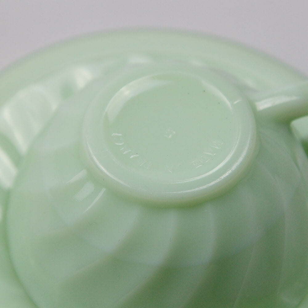 Vintage French Jadeite Milk Glass Cup &amp; Saucer
