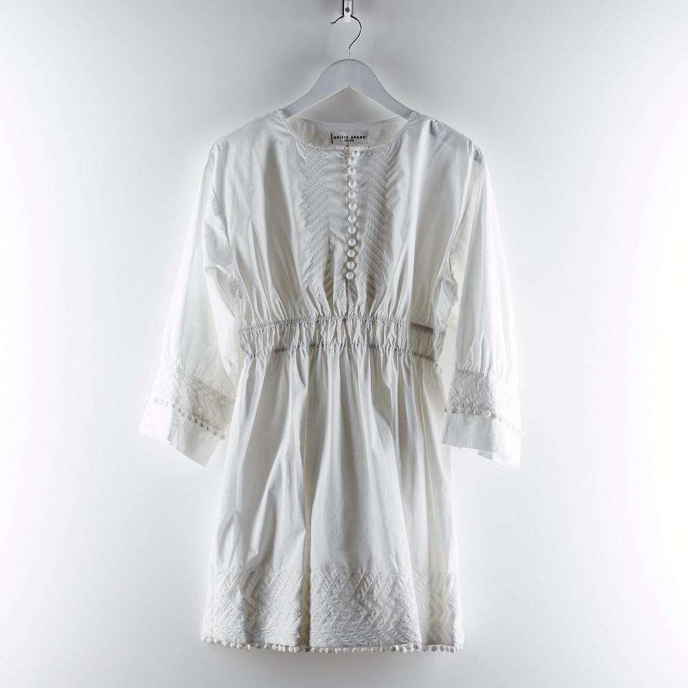 Apiece Apart Allende Embroidered Dress White