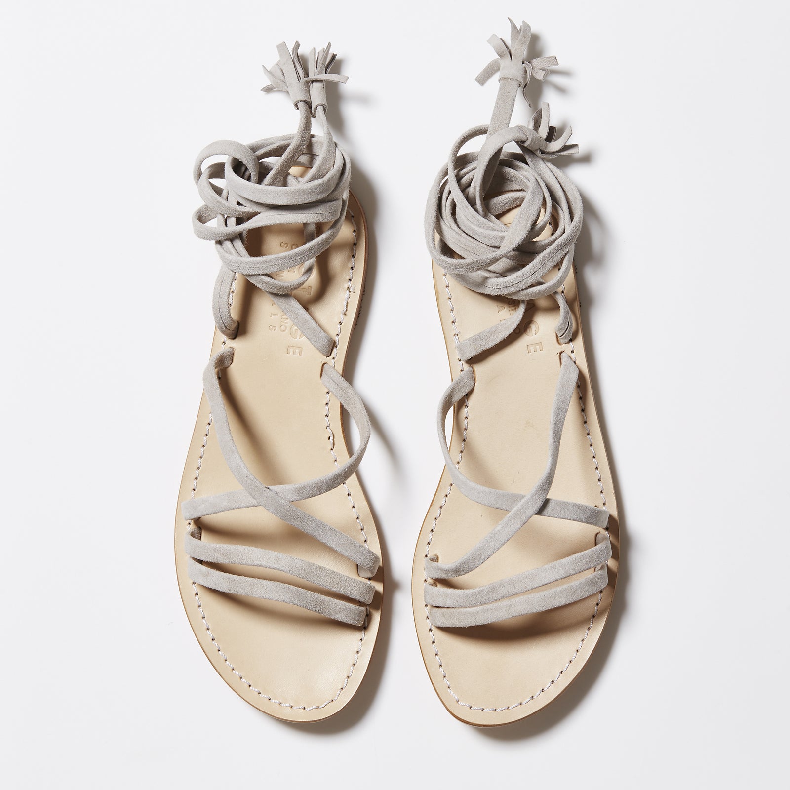 Capri Positano Sandals - Pompeii Lace Up - Grey Suede