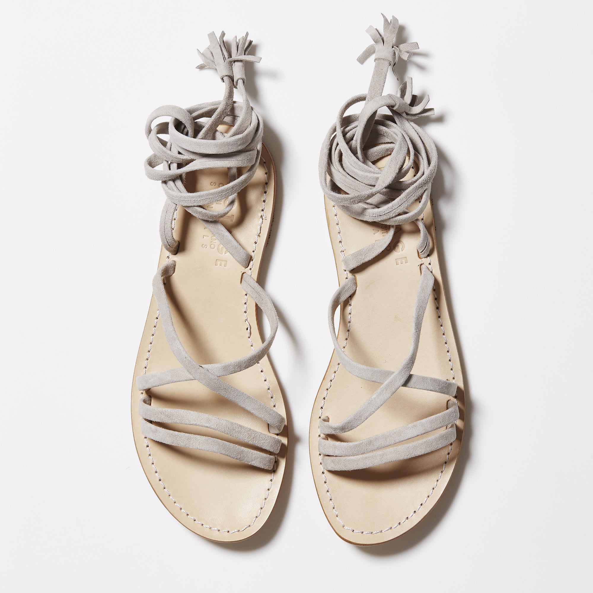 Capri Positano Sandals - Pompeii Lace Up - Grey Suede