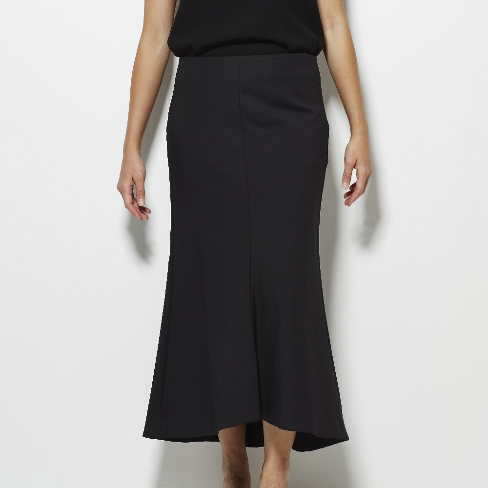 Tibi Agathe Midi Fluted Skirt - Black