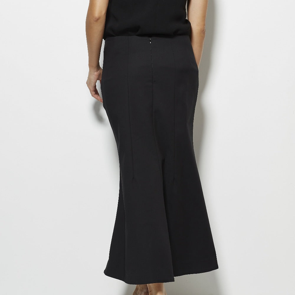 Tibi Agathe Midi Fluted Skirt - Black