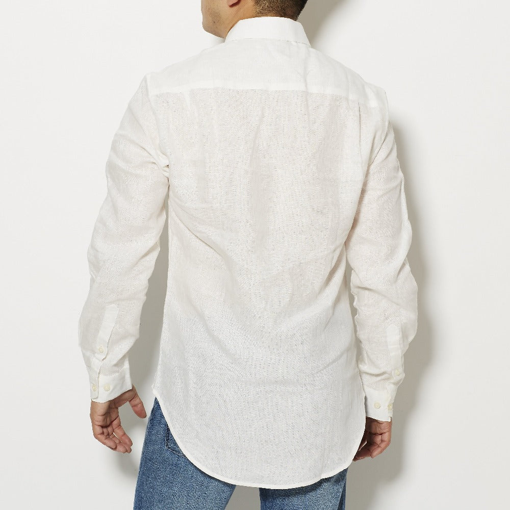 Footage 001 Long Sleeve Linen Shirt - White
