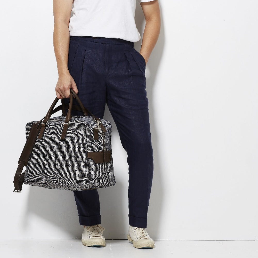 Footage High Waisted Linen Pleated Pants - Navy