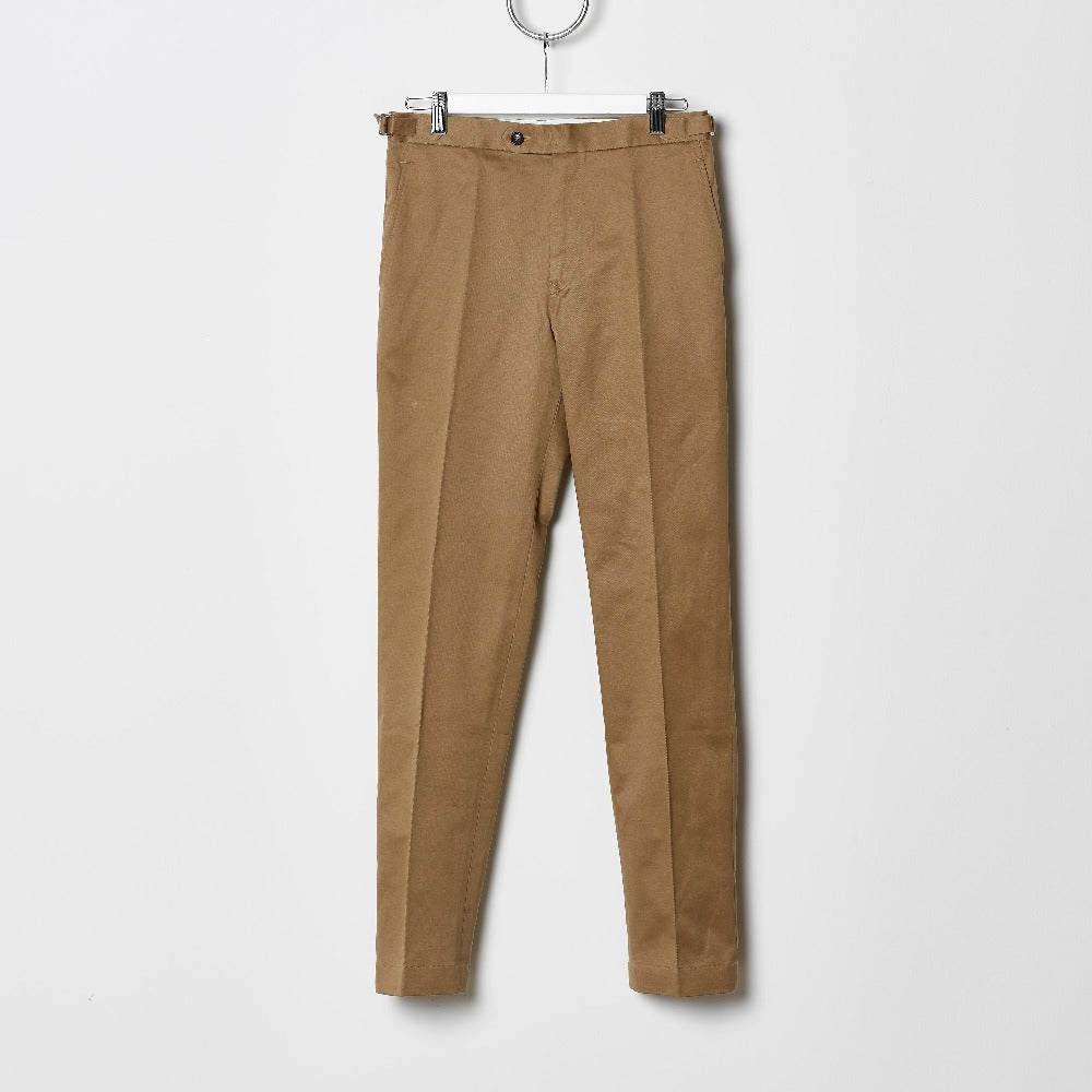 Footage 002 Pants - Mid Rise Trousers with Side Tab Adjusters in British Khaki