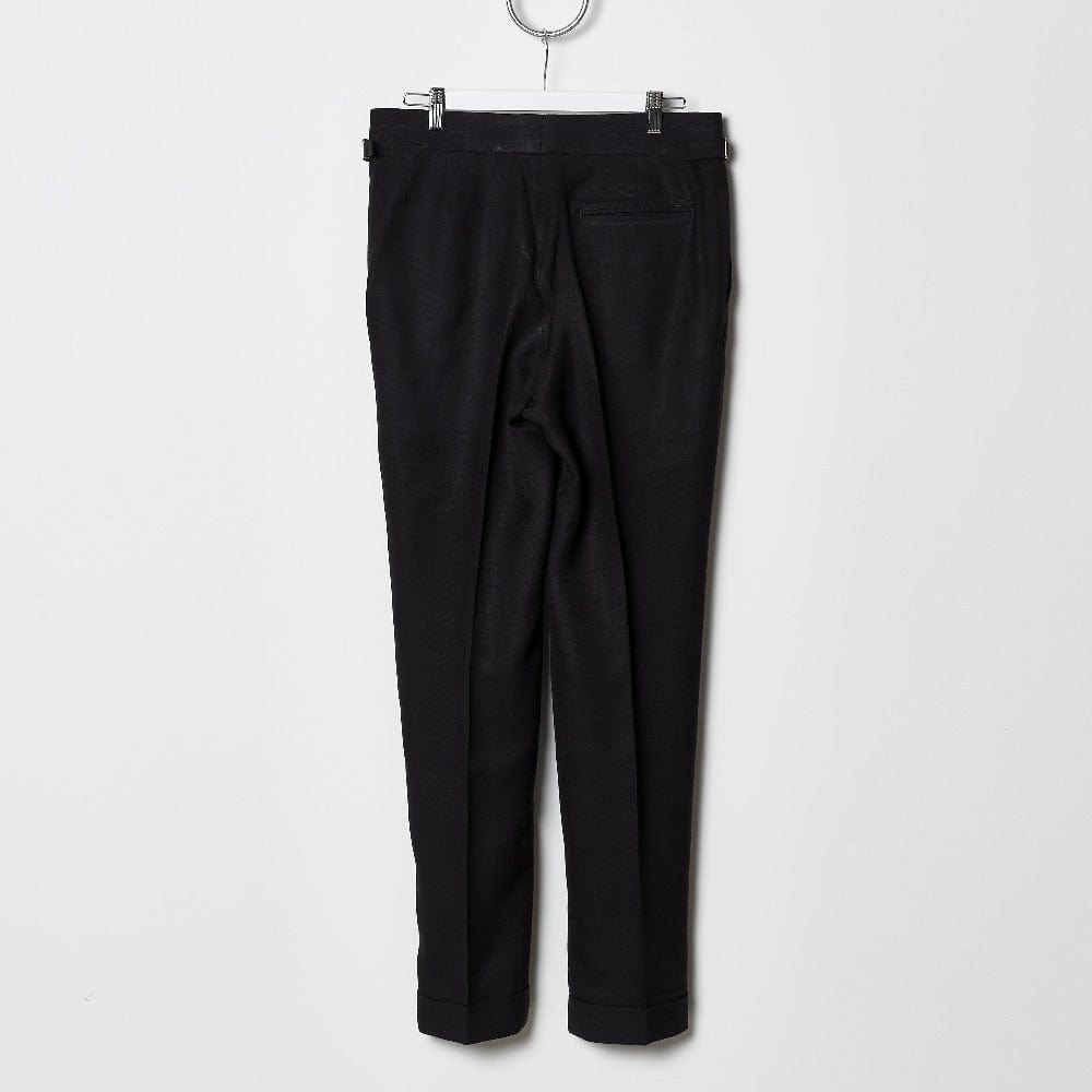 Footage High Waisted Pleated Pants - Black Linen