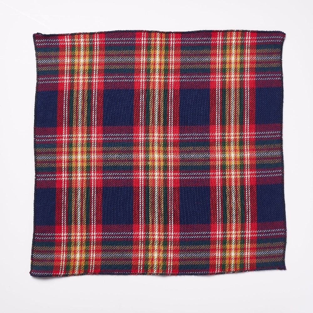 Footage Pocket Square - Navy/Yellow/Red/Green Check
