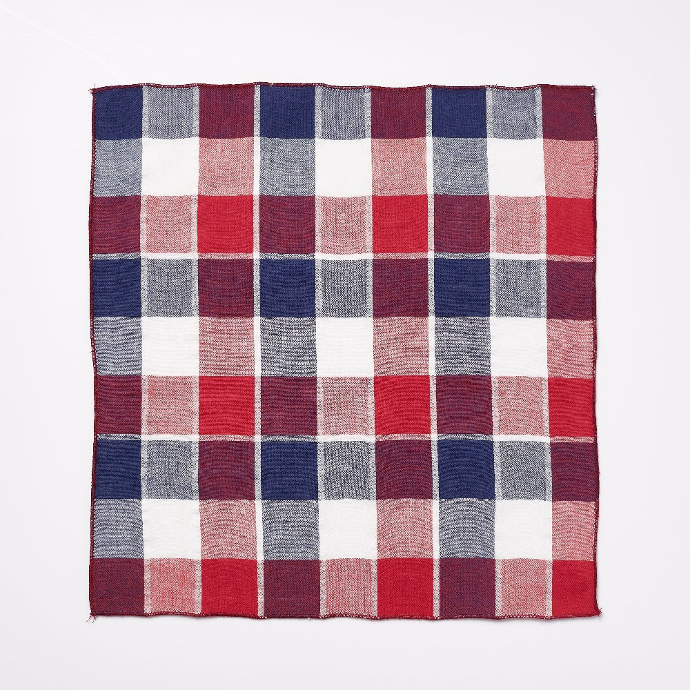 Footage Pocket Square - Navy/Red/White Check