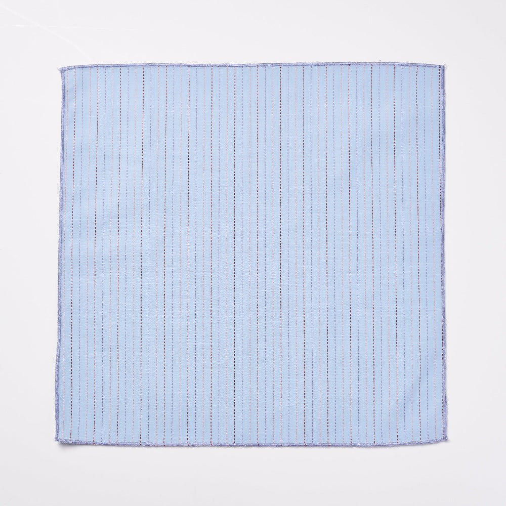 Footage Pocket Square - Blue/Pink Jacquard Stitch