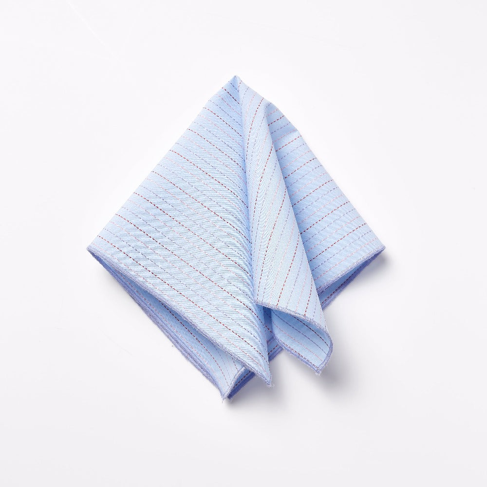 Footage Pocket Square - Blue/Pink Jacquard Stitch