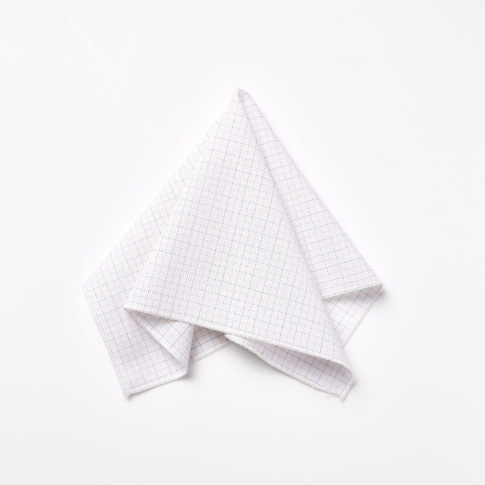 Footage Pocket Square - White/Blue/Pink Check