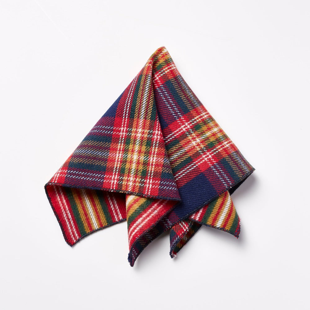 Footage Pocket Square - Navy/Yellow/Red/Green Check