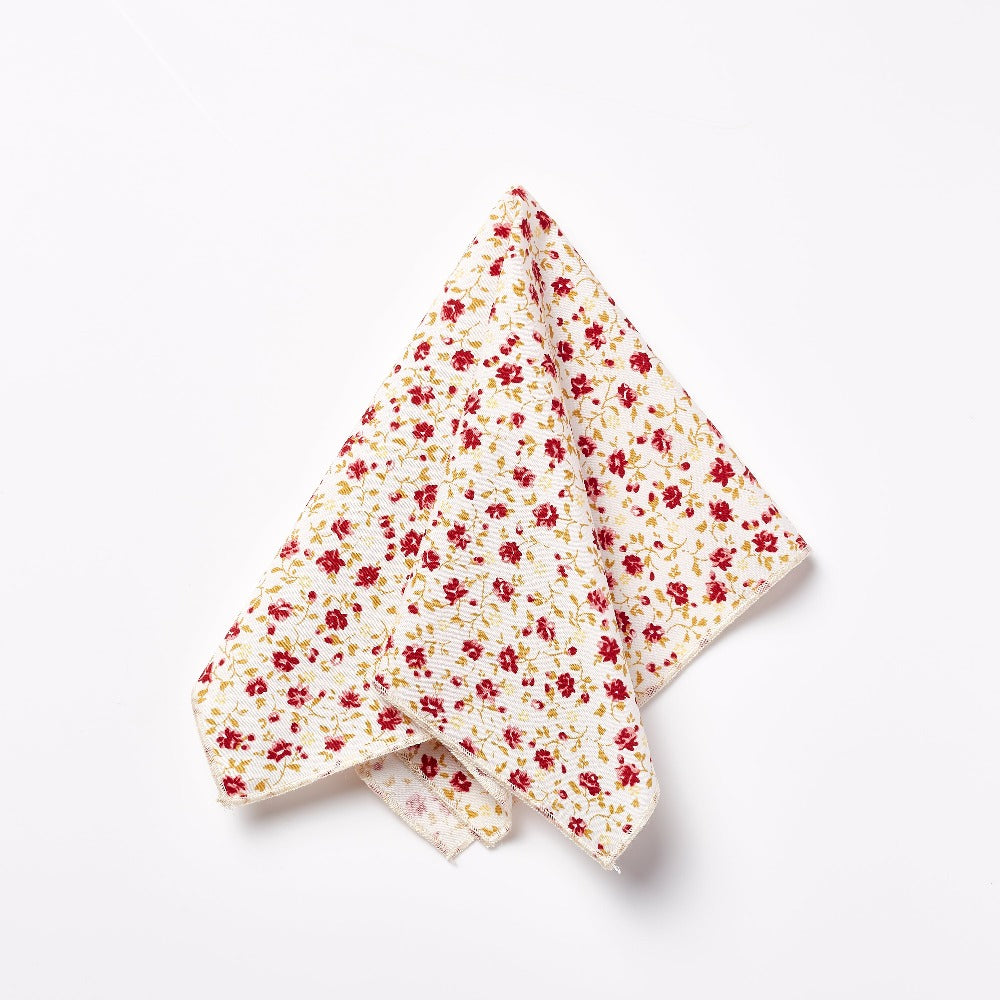 素材口袋巾 - 红色花朵