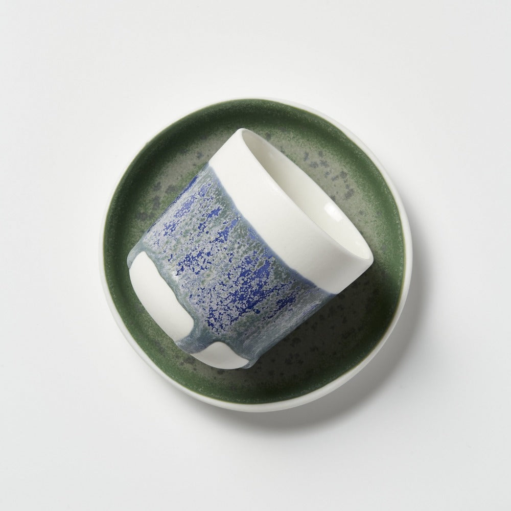 Studio Enti For Footage Dusk Cup Sea Spray and Green Speckle Small Dish