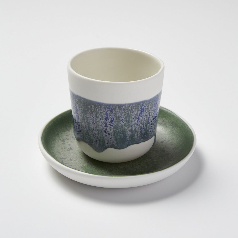 Studio Enti For Footage Dusk Cup Sea Spray and Green Speckle Small Dish