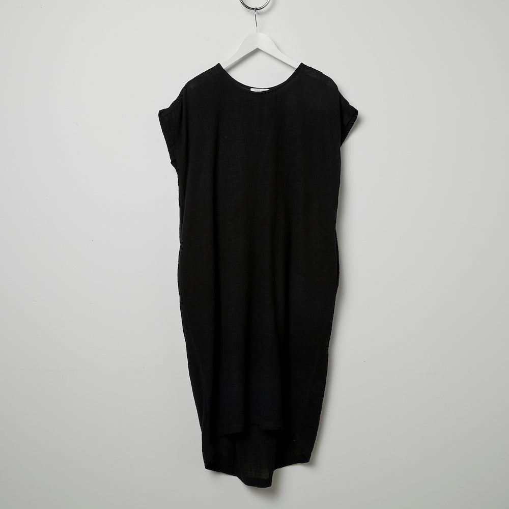 Black Crane Cocoon Dress - Black