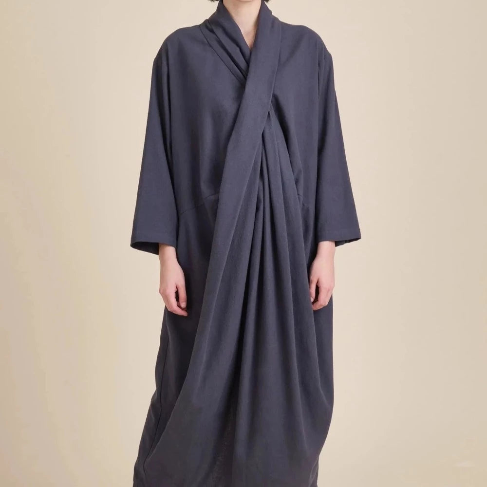 Black Crane Crossed Dress Midnight